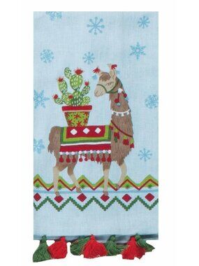Kitchen Towel Kay Dee Design Blue FA La La Llama Holiday Tea Towel 16" x 26"
